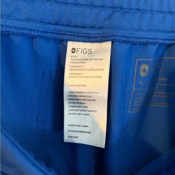 Figs Blue Jogger Scrub Pants Drawstring Waist Pockets Women's Size Small - Picture 9 of 9